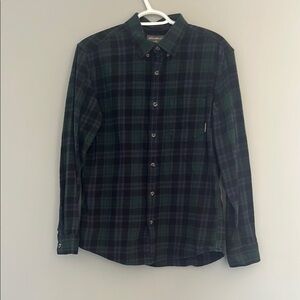 Eddie Bauer Men's Green Plaid Shirt Medium